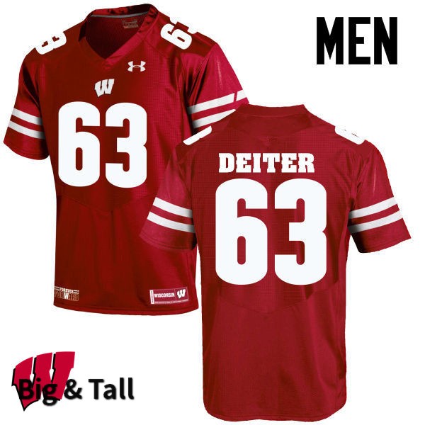 Wisconsin Badgers Men's #63 Michael Deiter NCAA Under Armour Authentic Red Big & Tall College Stitched Football Jersey PA40M61MD